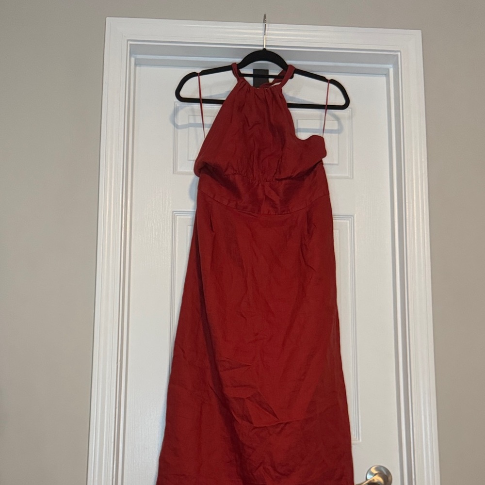 Banana Republic Halter Backless Dress in Deep Red